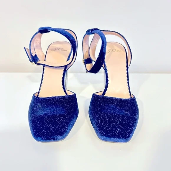 J.CREW Blue Velvet Harlow Pumps NEW - Picture 6 of 6